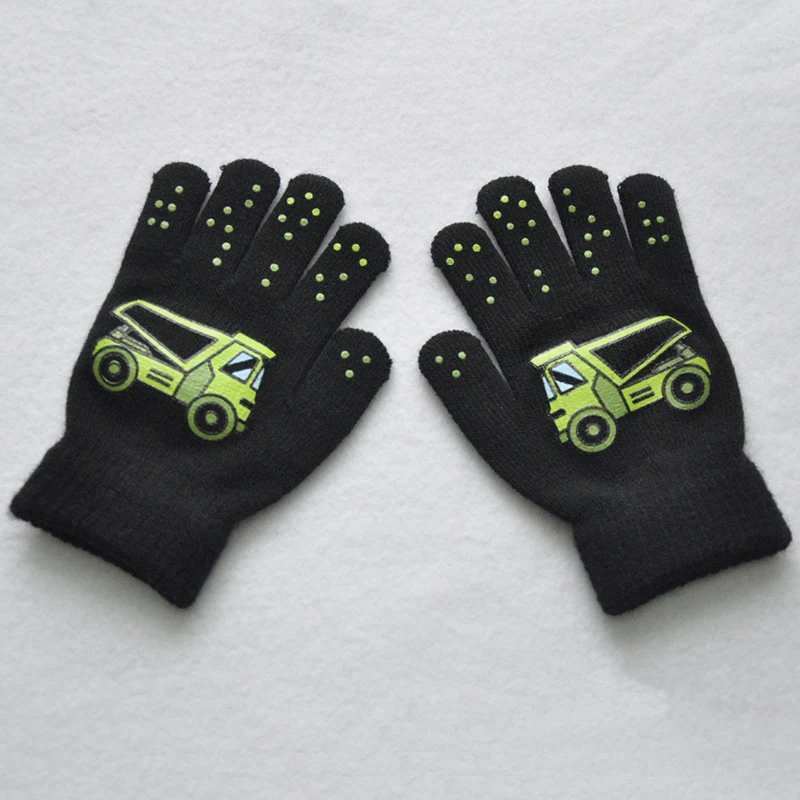 Cycling Gloves Winter Gloves Ski Gloves 5-11Y Children Cartoon Vehicle Plush For Boys Girls