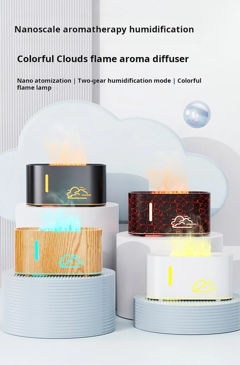 Description Picture 2 of item2025 New Cloud-shaped Humidifier Portable USB Flame Humidifier Home Bedroom Diffuser Small Size for Bedroom Aromatherapy