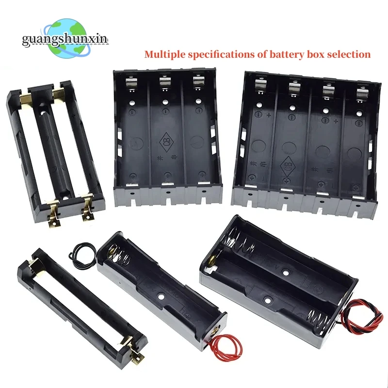 Battery Holder Box Plastic Standard Size AA/18650 Battery Holder Box Case Black With Wire Lead 3.7V/1.5V Clip