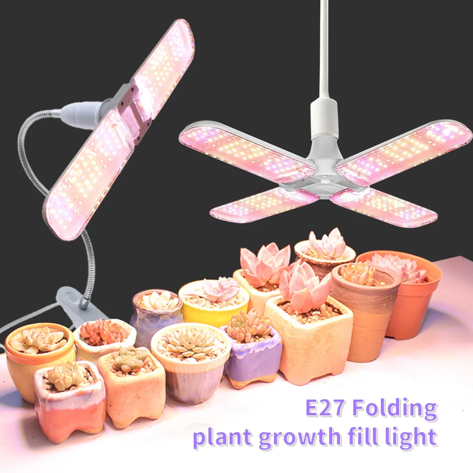 Foldable Full Spectrum LED Grow Light, Planta Crescente Luz, Phytolamp Bulb, Plantas de Interior, Flower Seedling, E27, 24W, 36W, 48W