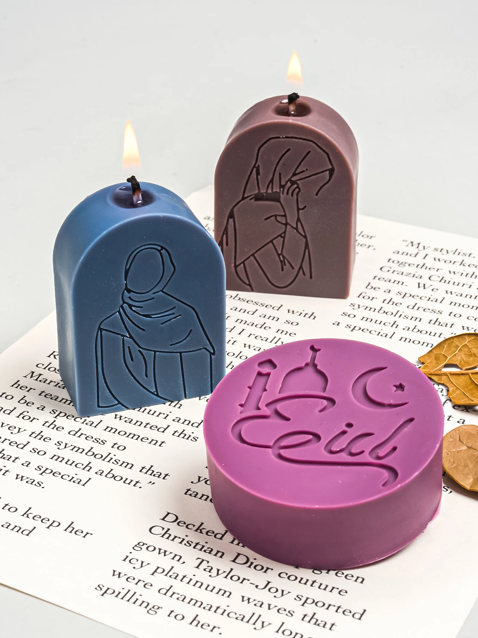 8 Hole Ramadan Silicone Soap Mold Eid Mubarak Abstract Portrait Candle Making Supplies DIY Aroma Gypsum Casting Molds Home Decor