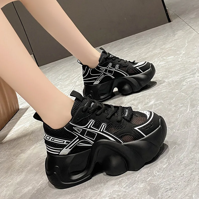 CINESSD Women Platform Shoes 2023 Designer Chunky Sneakers For Woman Outdoor 8CM Causal Shoe Spring Female Ladies Footwear Gift