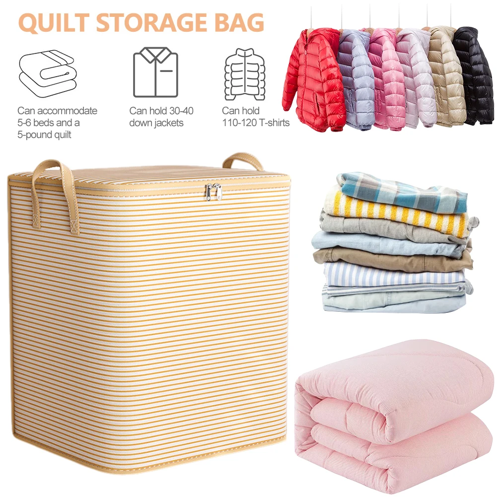 Foldable Household Quilt Storage Box with Zipper Large Capacity Wardrobe Clothing Moving Luggage Bag Cabinet Wardrobe Organizer 5
