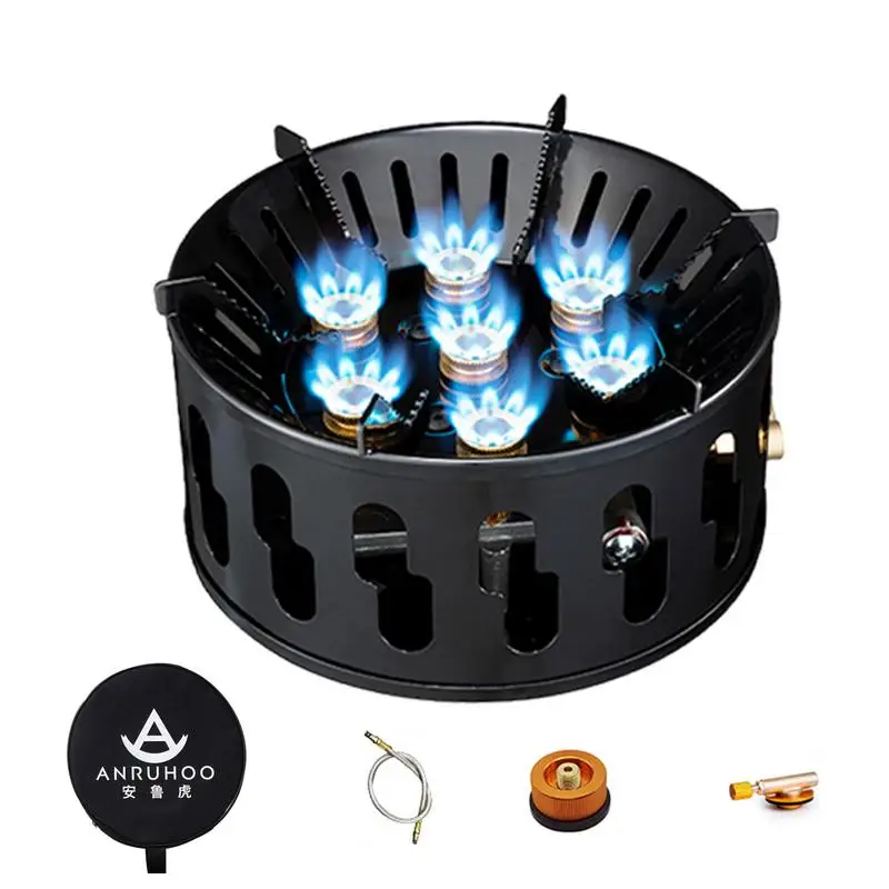 

7 Star Camping Stove Outdoor Fierce Stove Picnic Stove 19800W Strong Fire Power Windproof Stoves Hiking Barbecue BBQ Cookware