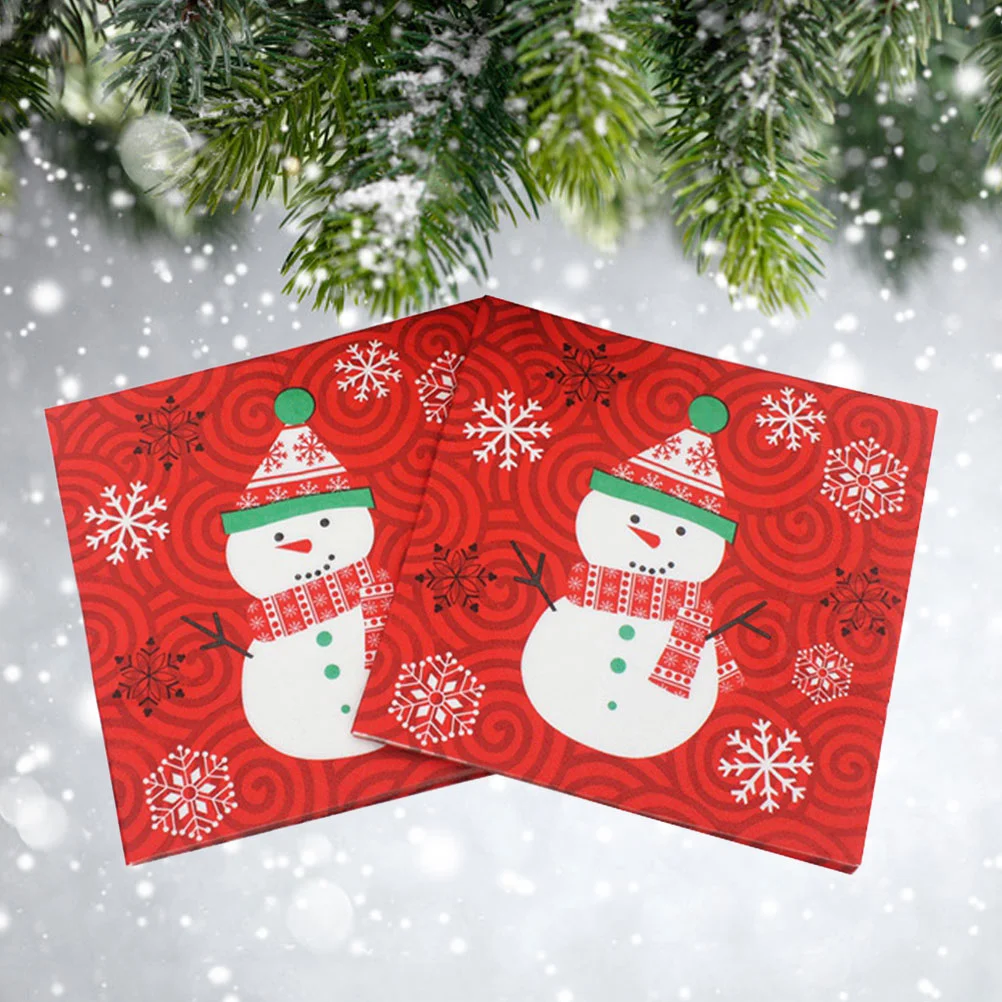 

20 Pcs/Set Paper Towel Xmas Snowman Napkins Wedding Christmas Dinner Party Beautiful