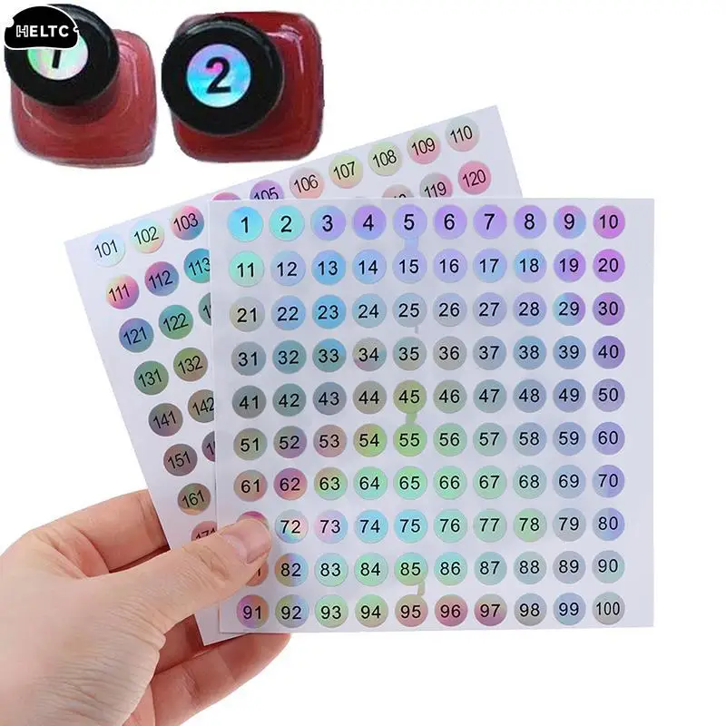 1Sheet Waterproof Number 1-200 Laser Labels Stickers For DIY Craft Nail Polish Lipstick Color Number Tags Bar Wine Glass Labe