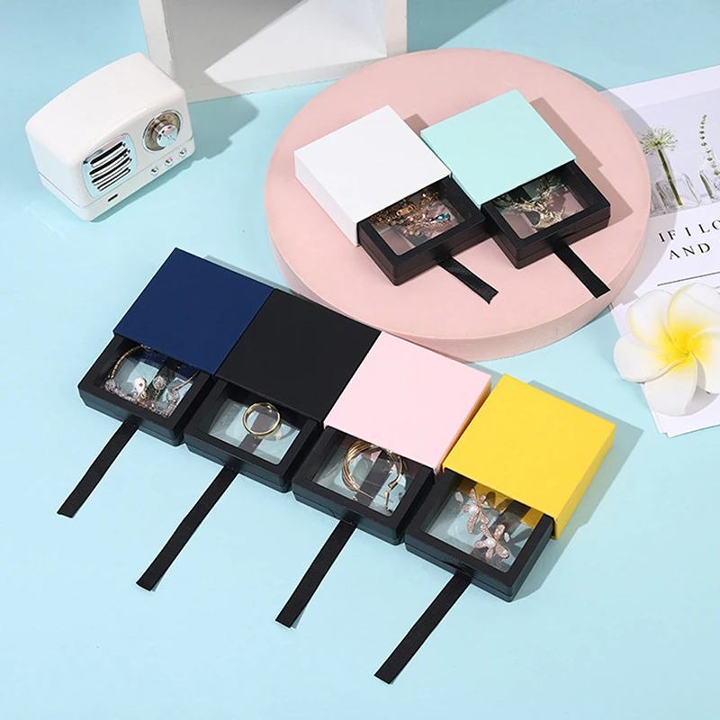 

Fashion PE Film Necklace Earring Bracelet Antioxidant Jewelry Storage Box Candy Color Ring Pendant Jewelry Display Box Drawer