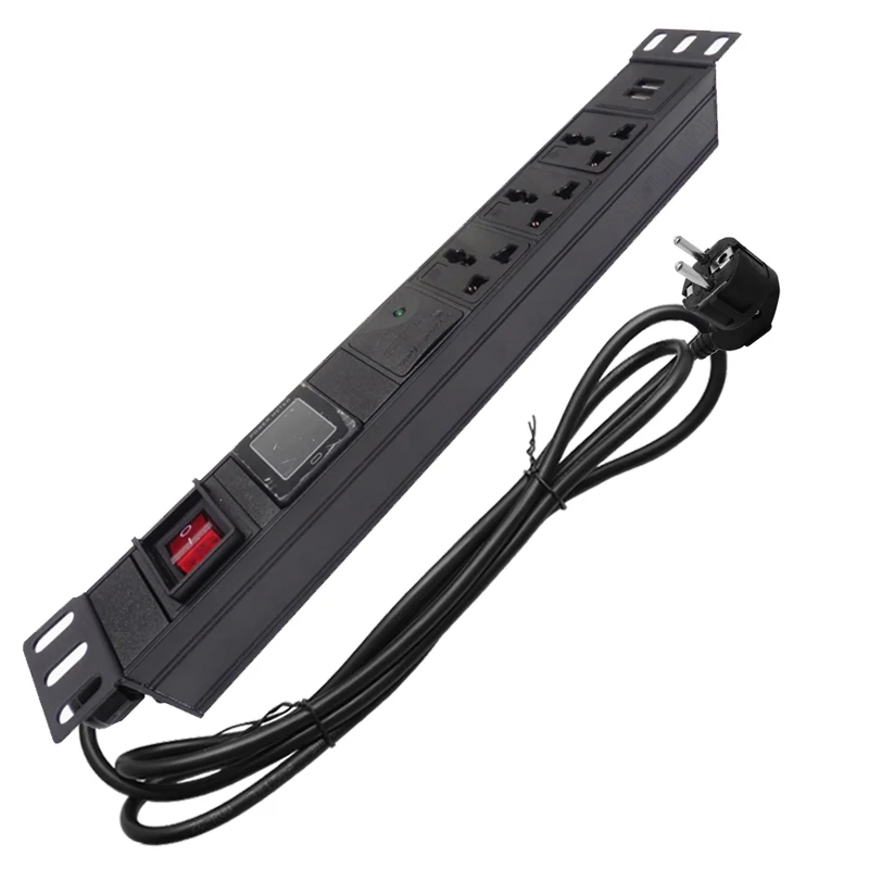 

PDU Power Strip 3500W Surge Protection LCD Voltmeter Ammeter Monitor Power Extension 3 Universal Socket 2Meter Cord