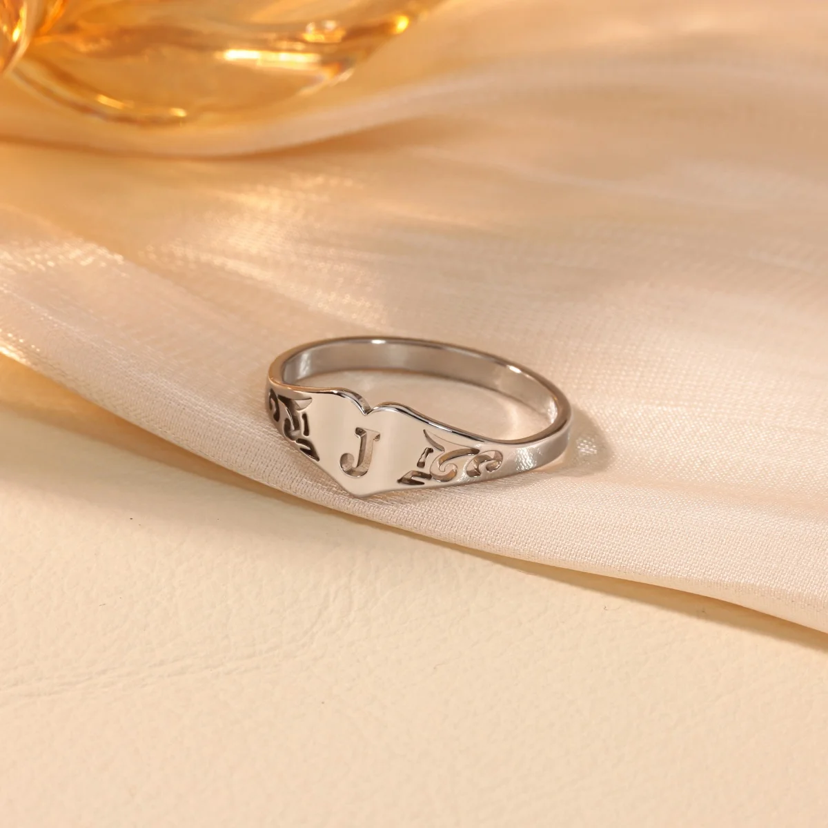 Stainless Steel Letter Heart Rings For Women Wedding Jewelry