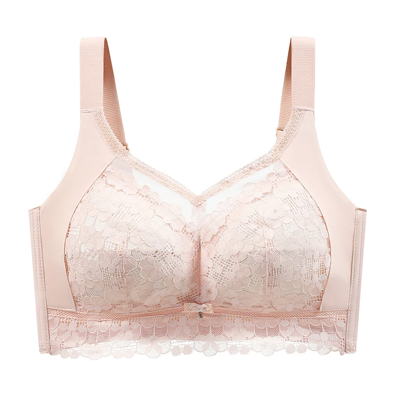 Wireless Bras for Women Thin Cup Lingeire Plus Size 36-46 Size B C D E Cup Minimizer Brassiere Ultra-Thin Push Up Lace Underwear