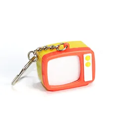 Creative TV - Shaped LED Keychain - Cute Mini Toy with Sound & Light Emission, Unique Novelty Gift (Red Yellow)