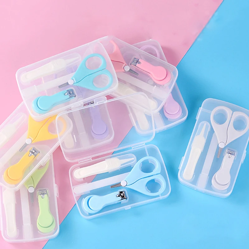 4 Pcs Small Baby Care Anti-clamping Nail Clipper Set Stainless Steel Baby Nail Clipper Set Trimmer Essential Products