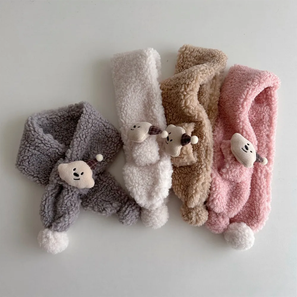 New Autumn Winter Children Cute Cartoon Bear Outdoor Warm Scarf Newborn Neckerchief Thicken Baby Boy Girls Soft Scarves for Kids