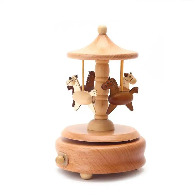 Carousel Music Box Music Box Elegant Wooden Music Box Castle Carousel Musical Box Birthday Christmas Gift Home Decor Accessories
