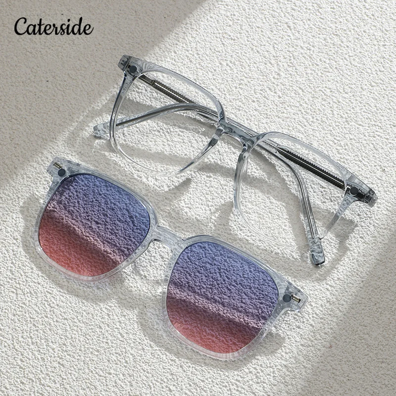 Neue quadratische polarisierte Sonnenbrille für Damen, magnetische Clip-Sonnenbrille für Damen, zum Fahren, Angeln, verschreibungspflichtige Brillengestelle