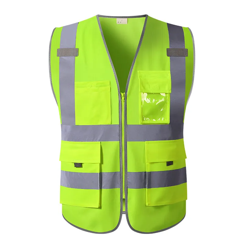 Hi Viz Safety Vest Waistcoat Jacket Mens Workwear 