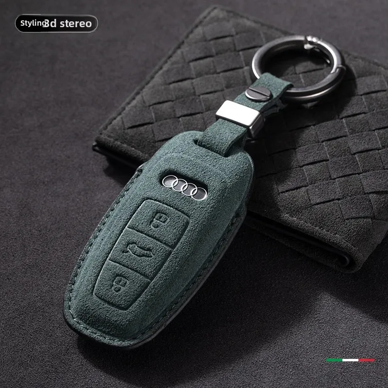 Premium Leather Suede Key Cover for Car Flip Keys - Stylish Auto Accessories Key Holder