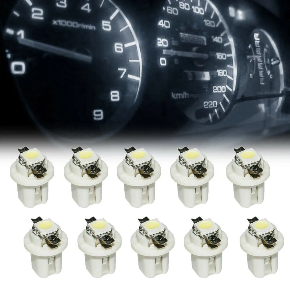 

10Pcs Interface T5 B8.5D 5050 SMD White Car LED Dashboard Instrument Light Bulbs Super Bright Auto Universal Signal Light Part