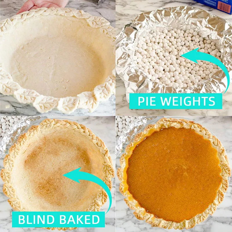 10mm White Pie Weights with Canvas Bag Ceramic Pie Crust Weights Pan Stoneware for Blind Baking Pastry Baking Beans Beads