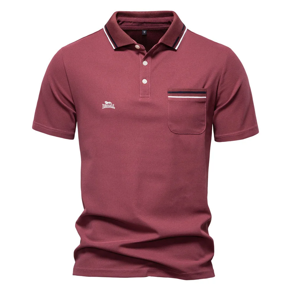 2025 Summer New Embroidered Short sleeved Polo Shirt Men's Striped Collar Business Casual Short sleeved Polo Men's Top 6 Sac553847109f463f94a05f18888a680bX