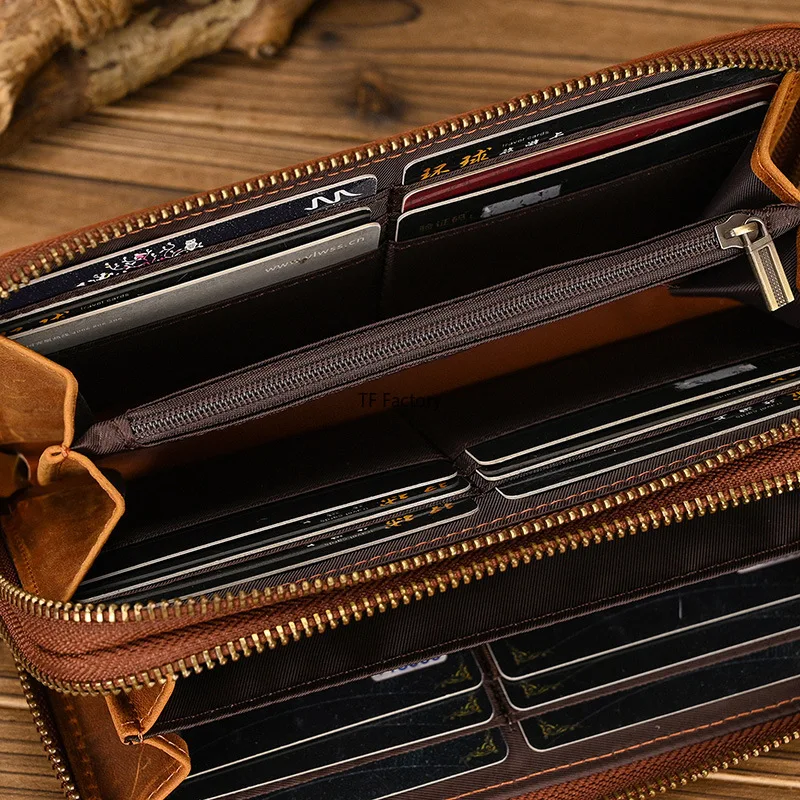 Premium Leather Long Wallet with Money Clip