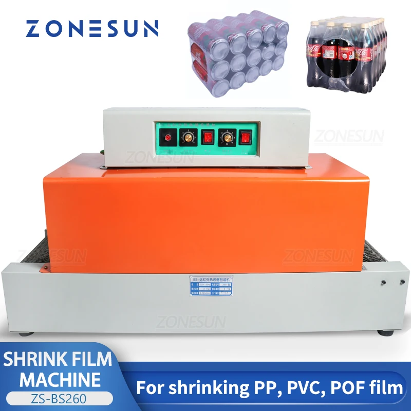 

ZONESUN ZS-BS260 Automatic Heat Shrinking Machine PVC Film Sleeve Plastic Packing Beverage Water Tableware Perfume Wrapping Tool