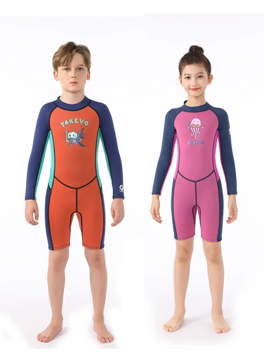 Kids Neoprene Split Wetsuit 2.5mm Thermal Keep Warm Diving Suit Snorkeling Surfing Swimming Suit Boy Girl Diving Clothes