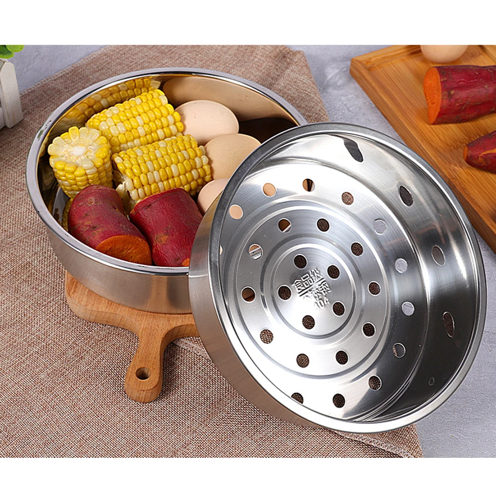 

Steaming Grid Steam Basket Thickened 304 Stainless Steel Deepened Full Range Household Large Hole Steamer Durable