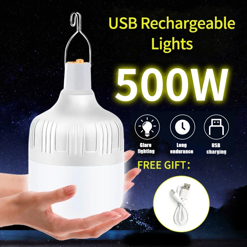 Camping Lights Portable USB Rechargeable LED Outdoor Emergency Lamp Bulb High Power Battery Lantern BBQ Tents Lighting