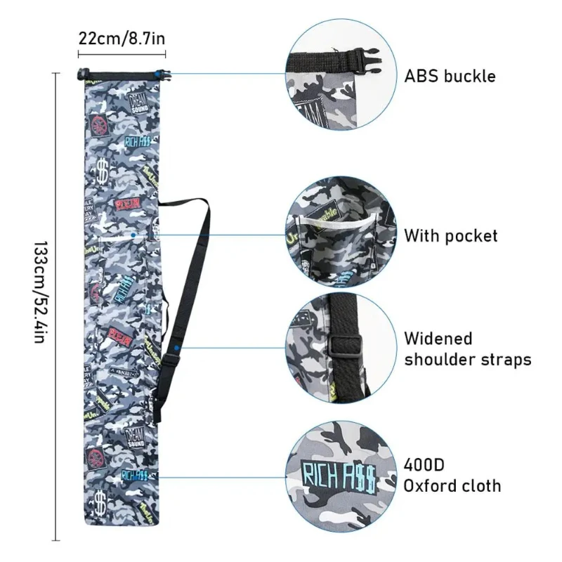 Outdoor Folding Fishing Bag Waterproof Large Capacity Fishing Rod Tackle Storage Bag Oxford Canvas Camouflage Fishing Pole Pouch - Image 4