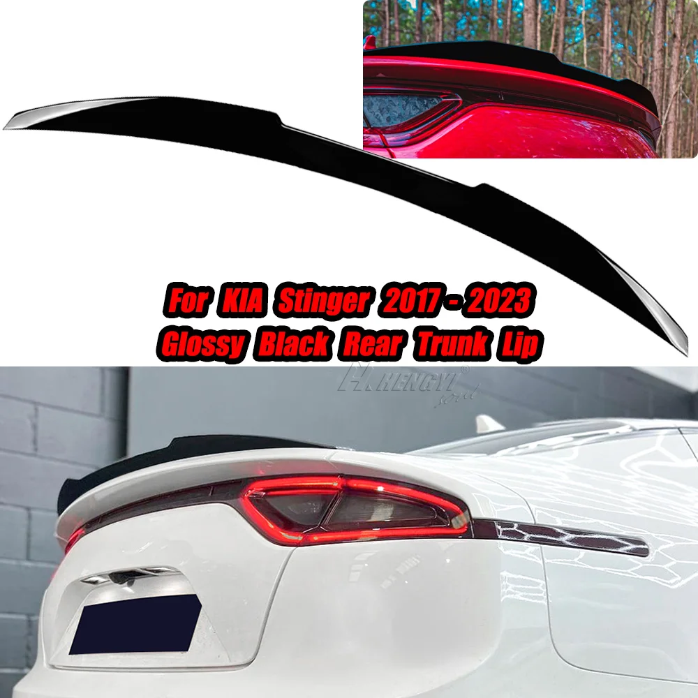 KIA Stinger 2017-2023 용 1pcs 뒷 트렁크 부츠 스포일러 립 글로스 블랙/탄소 섬유 스타일 뒷 트렁크 부츠 스포일..