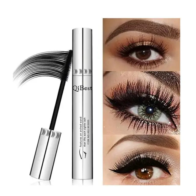 QIBEST Black Mascara Eyelashes Mascara 4D Silky Eyelashes Lengthening Eyelashes Makeup Waterproof Mascara Volume Eye Cosmetics 1