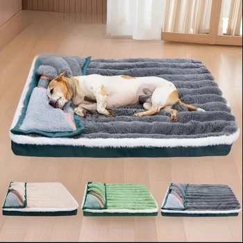 Winter Dogs Sleeping Bed Fleece Pet Blanket Detachable Cat Puppy Mat Washable Kennel Mattress Pet Supplies Large Dog Dog Bed 1