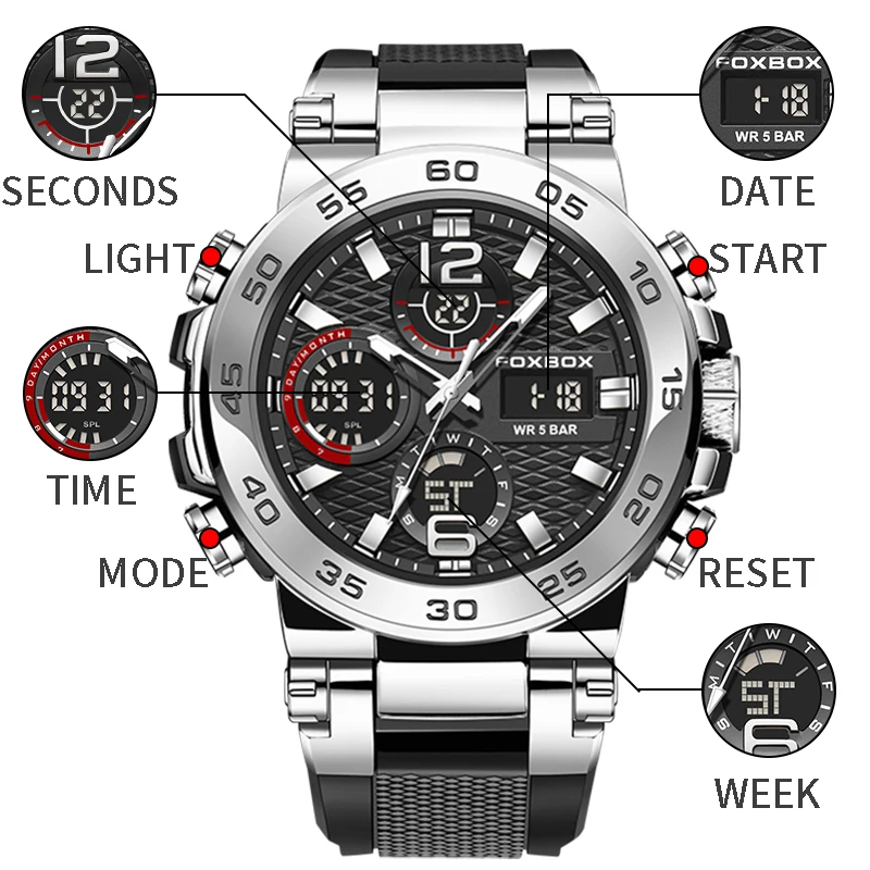 LIGE NEW Mens Watches Top Luxury Brand Sport Digital WristWatch Waterproof Dual Display Military Men Clock Relogio Masculino
