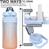 3PCS Sports Water Bottle for Running Drinking Bottle 2L Motivational with Time Marker Stickers Portable Reusable Plastic Cups 5