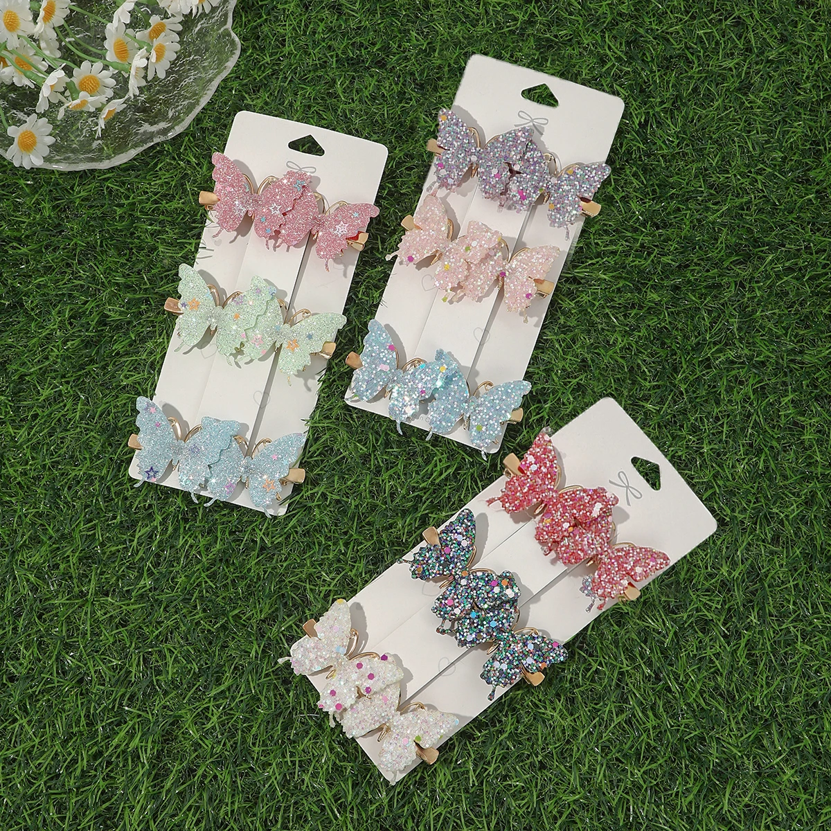 1 Set Shiny Butterfly Duckbill Hair Clips Sweet Exquisite Girls Hairpin Women Cute Headdress Holiday Party Barrettes Hairgrips