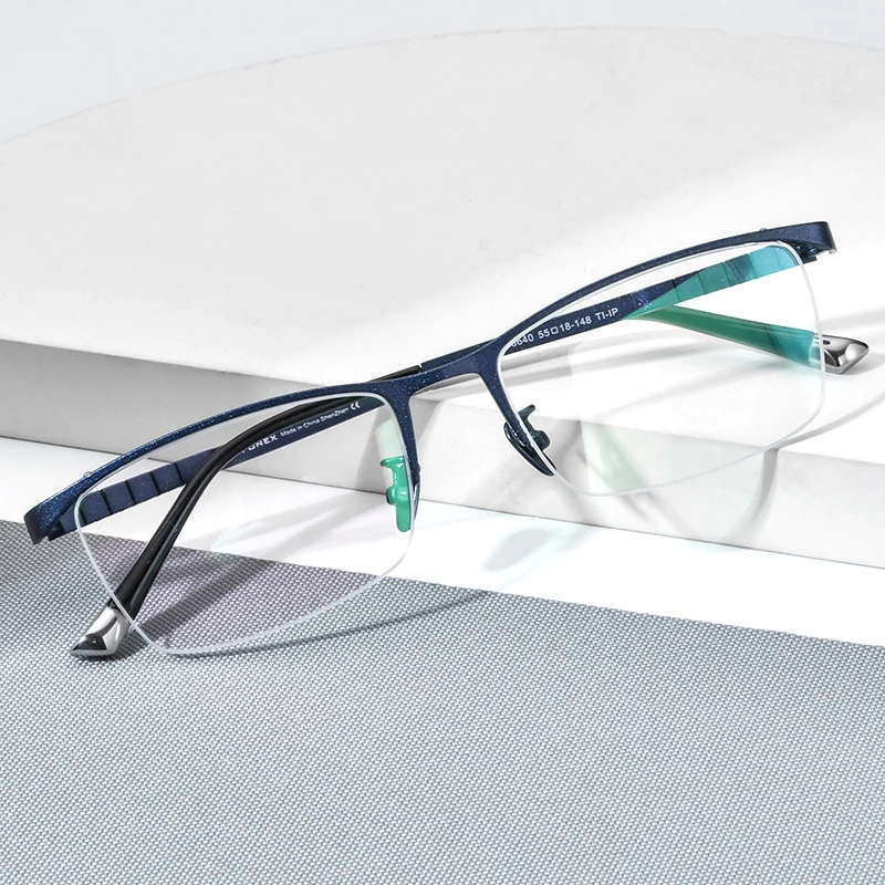 FONEXの純チタンメガネ Fonex-男性用の純チタン製眼鏡フレーム,正方形,半円形,日本製,超軽量