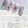 12 PCs Nail Sticker Set Spring Summer Water Decal Nail Art Ink Flowers Leaves Graffiti Slider for Nail Decoration Foils Tattoo 1