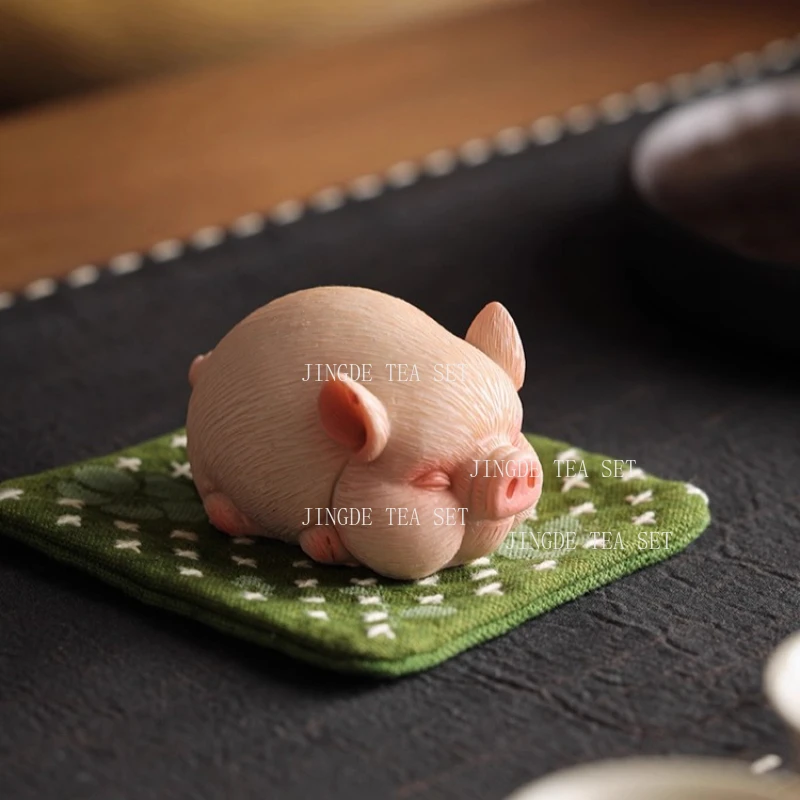 1pcs Little Pig Tea Pet Cute Household Ornaments Desktop Decoration Tea Play Tea Ceremony Accessories Resin Handicraft
