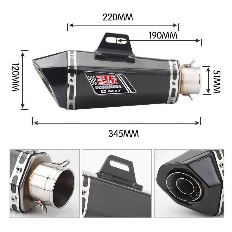 For Kawasaki Z H2 51mm Motorcycle Accessories Exhaust pipe Modified Muffler Pipe echappement moto akrapovic db killer