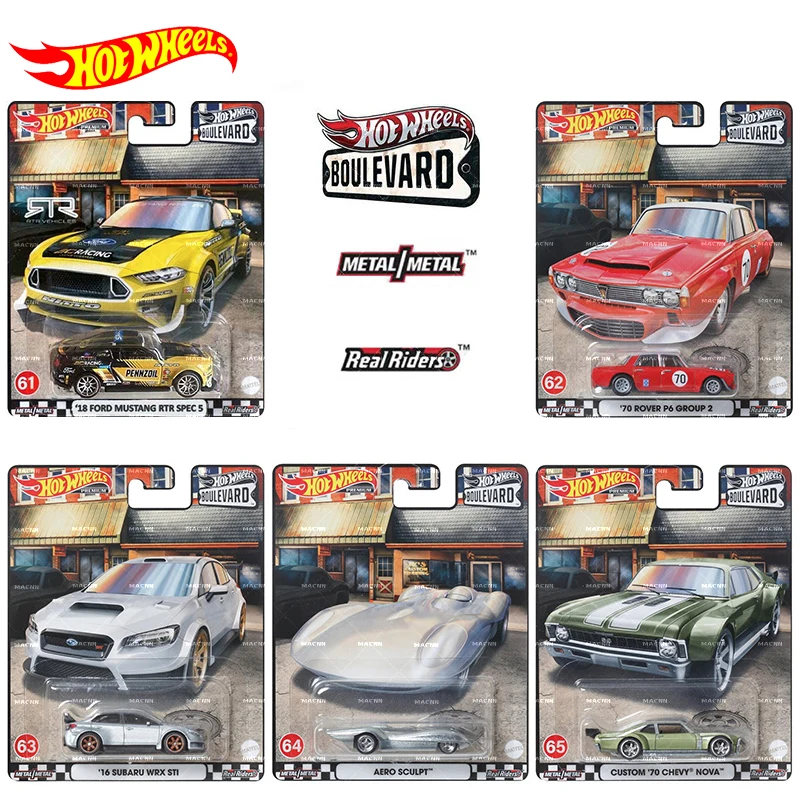 Original Hot Wheels Premoum Car Boulevard Diecast 1:64 Voiture Ford Mustang Rover P6 SUBARU Kids Boys Toys for Children Gift