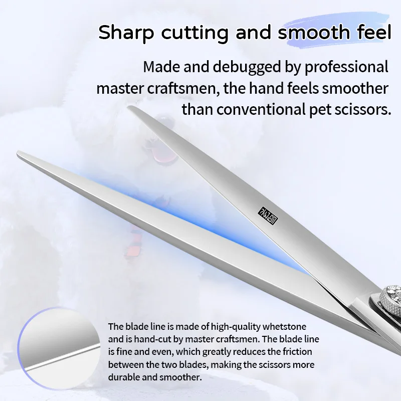 Left-handed Professional Cutting Curved Fluffy Thinning Chunker Scissors Set Kit 7.0/7.5/8 inch Pet Dog Grooming dog grooming scissors dog grooming scissors kit
