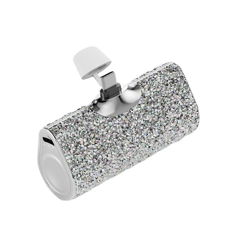 Xilecaly Diamond Portable Charger Power Bank For iPhone 16 15 14 Pro MAX Xiaomi Samsung Oneplus Mini Pocket Power Bank 5000mAh 5