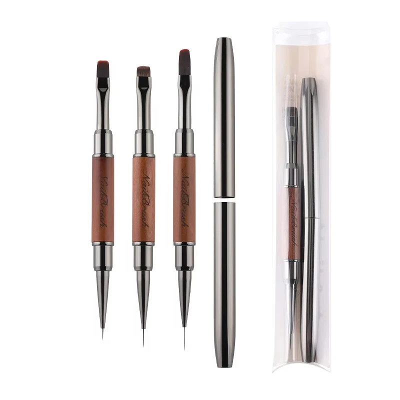 Dual-ended Nail Brush Acrylic Nail Art Brushes Professional UV Gel Polish Liner Flower Painting Drawing Manicure Tools 1PC