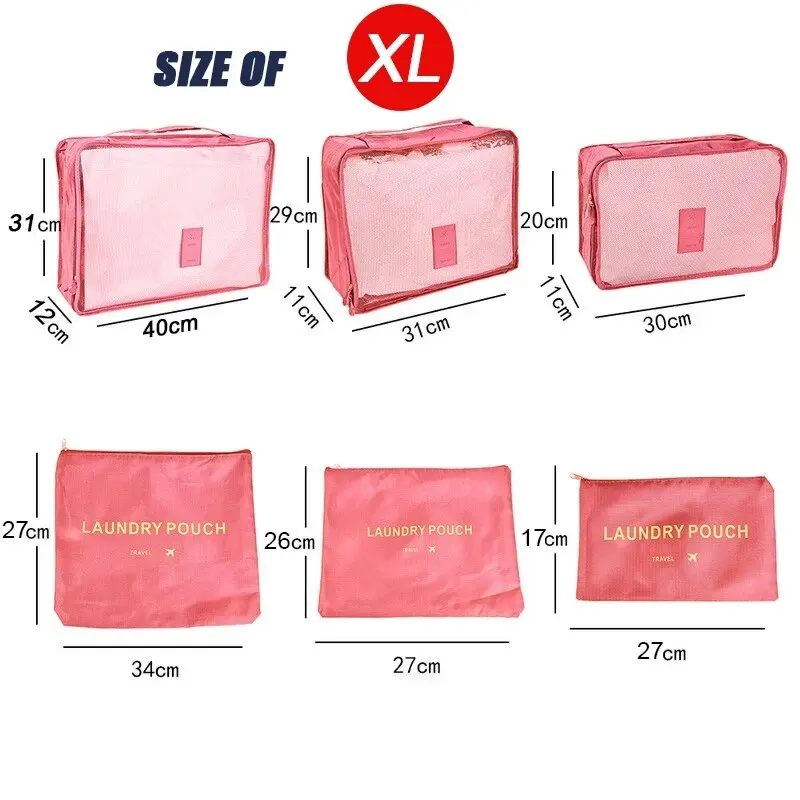 6-piece Large Size Travel Organizer Portable Suitcase Organizer Clothes Shoes Makeup Bag Luggage Organizer Travel Storage Bag BEST SELLERS