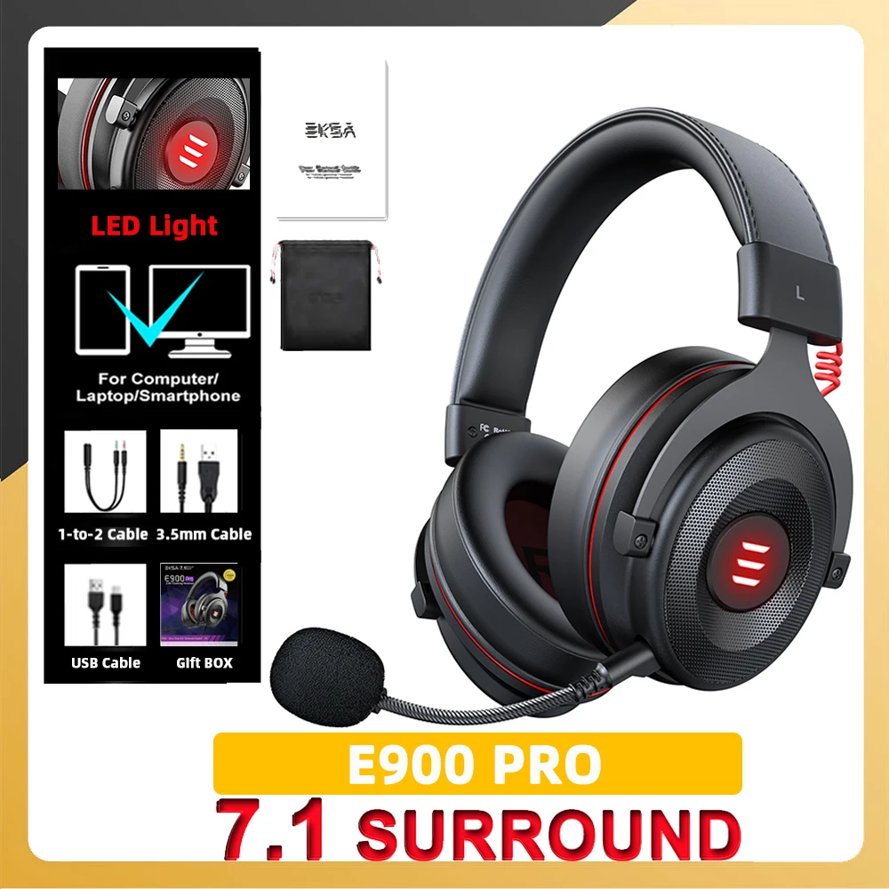 Eksa-auriculares E900 Pro / E900 Con Cable Para Pc, Cascos Con Micrófono,  Sonido Envolvente 3,5, Usb 7,1mm, Xbox/ Ps4, Para Ordenador Portátil -  Auriculares Y Audífonos - AliExpress