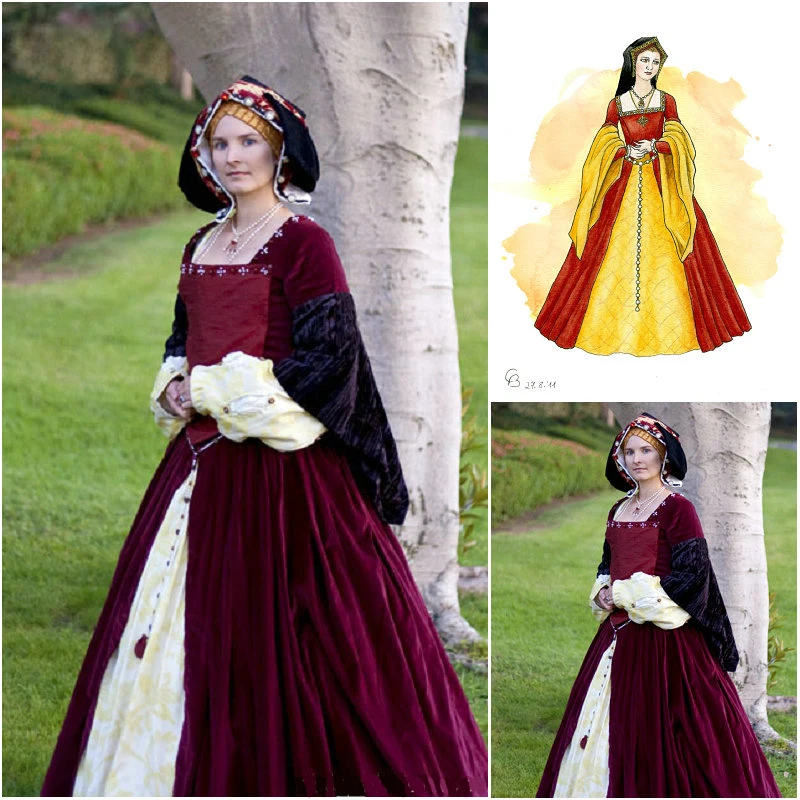 Anne Boleyn Red Royal Dress Victorian Queen Elizabeth Tudor Periodo Gothic Faire Tudor Dress Vittoriano Versailles Dancing Gown