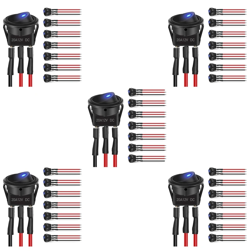 16 Pz 12V 20A Rotondo Blu Toggle Led Interruttore A Bilanciere On-Off Controllo Spst 3Pin Per 12V Auto Camion Barca Con 24 Pz Fili