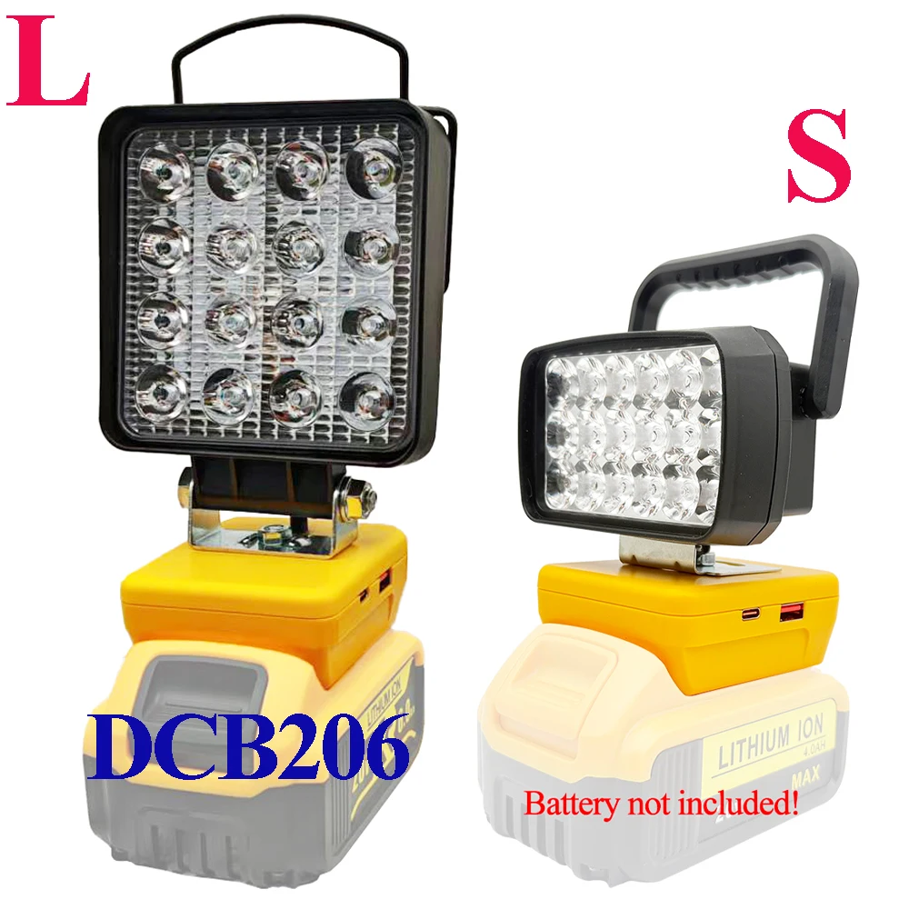 Battery Case Camping Lamp Converter for Dewalt 20V XR Li-ion DCB200 DCB180 Spotlight Working Light Flashlight Torch USB Power Bank Adapter