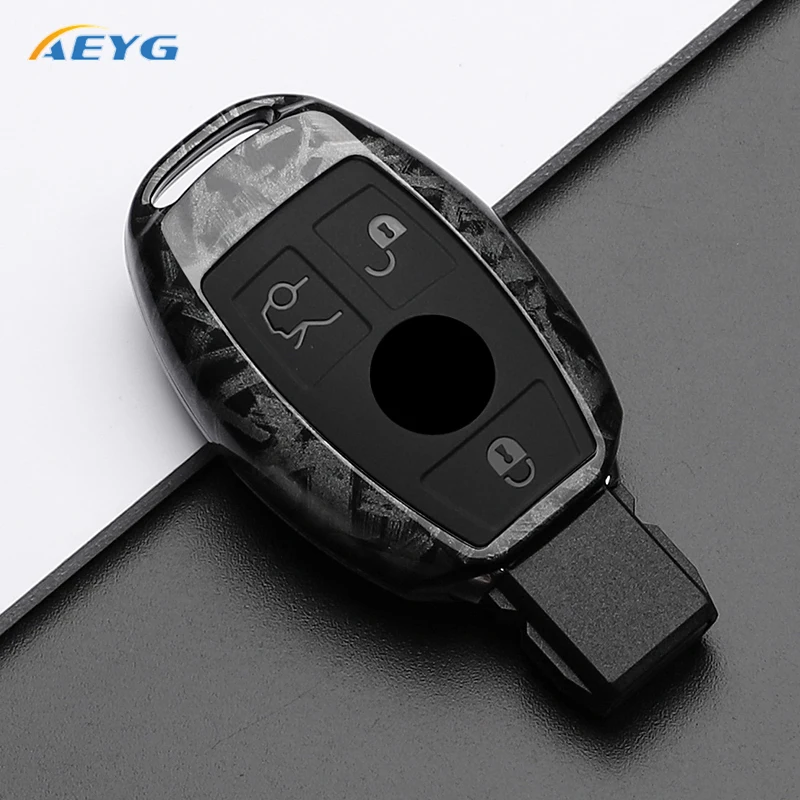 Premium ABS Carbon Fiber Car Key Case Cover for Mercedes-Benz AMG Accessories